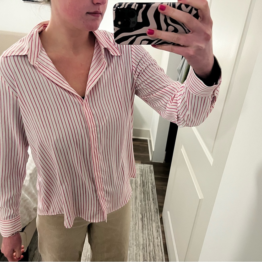 Pinked Striped Button Down